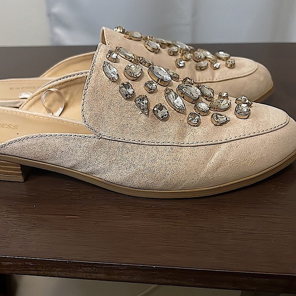 Express cream/pink embellished small heel flats - Picture 6 of 8